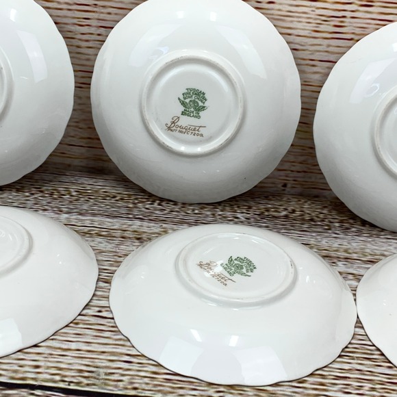 Tuscan Fine English‎ Bone China Saucers Bouquet Floral Gold Trim Set of 6 - Picture 8 of 11